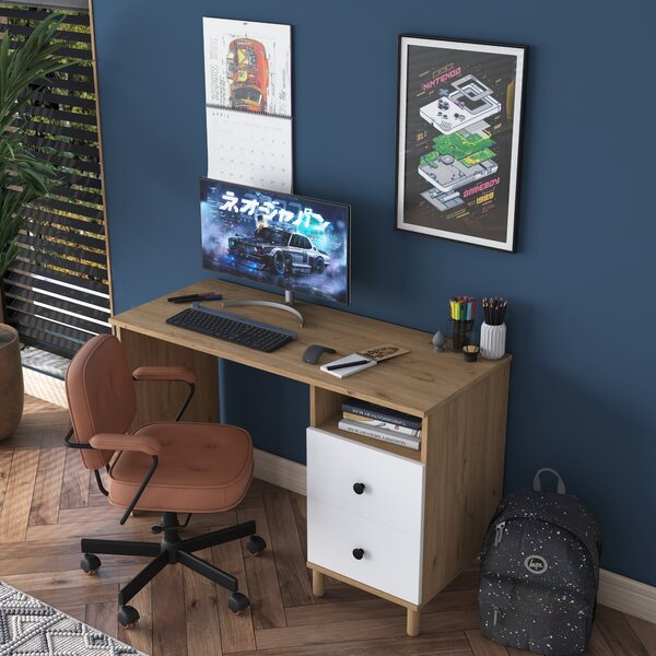 Kalune Design Písací stôl Hanis 120 cm orech/biely