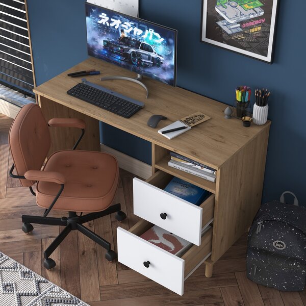 Kalune Design Písací stôl Hanis 120 cm orech/biely