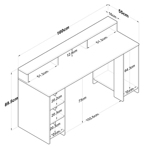 Kalune Design Písací stôl Kalipo 160 cm orech/antracit