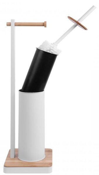 Erga Luki, držiak na toaletný papier a WC kefu 2v1, biela-hnedá, ERG-YKA-P.LUKI-WHT