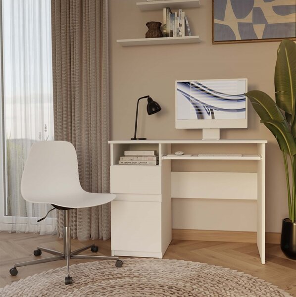 TP Living Písací stôl Porto 98 cm biely ľavý