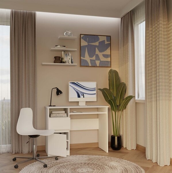 TP Living Písací stôl Porto 98 cm biely ľavý