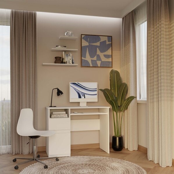 TP Living Písací stôl Porto 98 cm biely ľavý