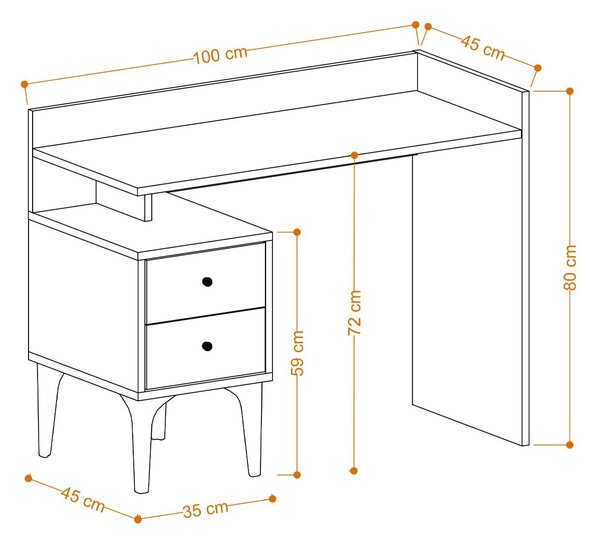 Kalune Design Písací stôl PUUK so zásuvkou dubový