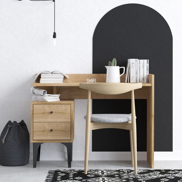 Kalune Design Písací stôl PUUK so zásuvkou dubový