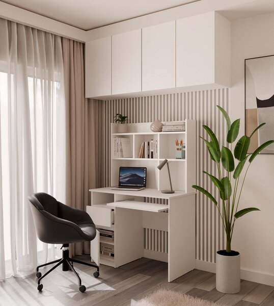 TP Living Písací stôl s nadstavbou PORTO ľavý matná biela