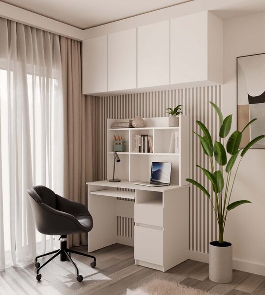 TP Living Písací stôl s nadstavcom PORTO pravý matná biela