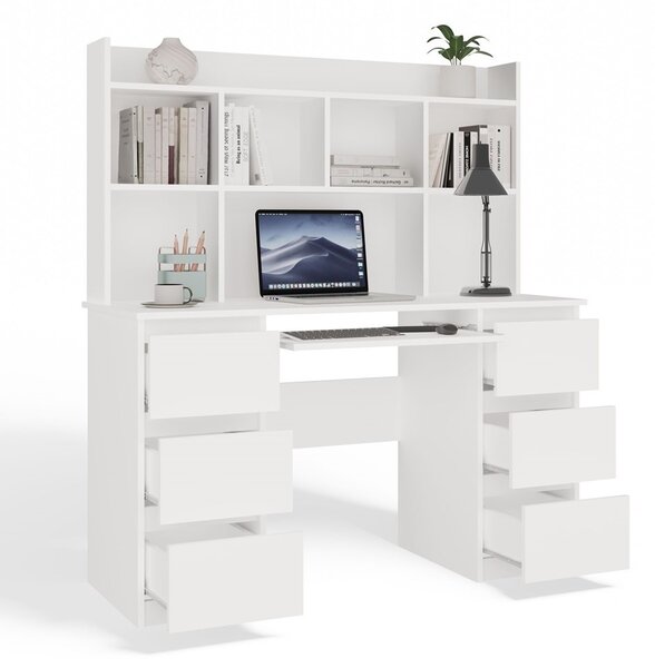 TP Living Písací stôl s nadstavcom KUBA 130 cm biely