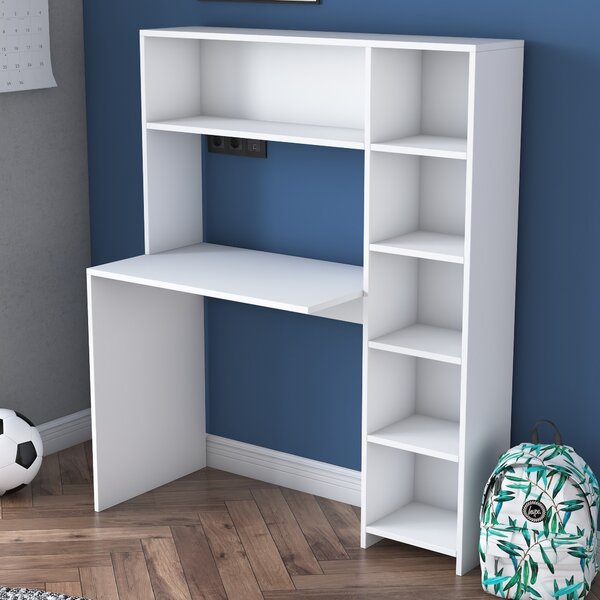 Kalune Design Písací stôl s policou Hapos 113 cm biely