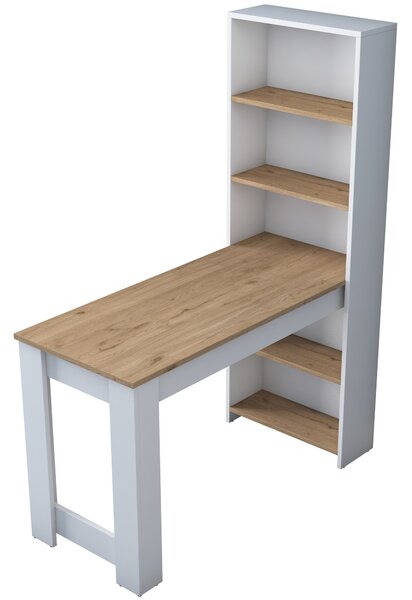 Kalune Design Písací stôl s policou Jennifer 120 cm biela/orech