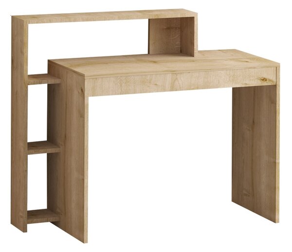 Kalune Design Písací stôl Trella s vstavaným regálom dub prírodný