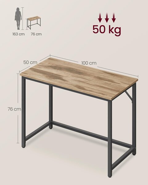 SONGMICS Písací stôl Vasagle Kolmo 100 cm čierny/camel hnedý