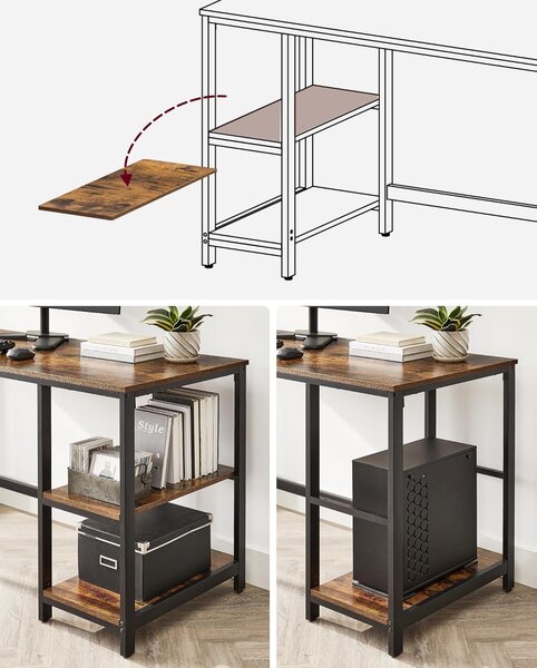 SONGMICS Písací stôl Vasagle Paul 140 cm hnedý/čierny