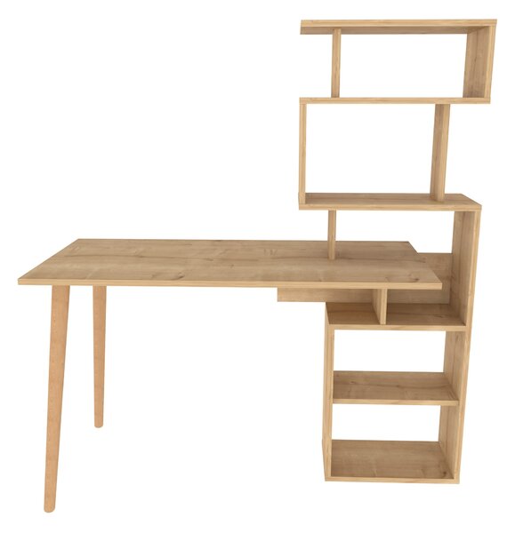 Kalune Design Písací stôl VINA s vstavanou knižnicou dub prírodný