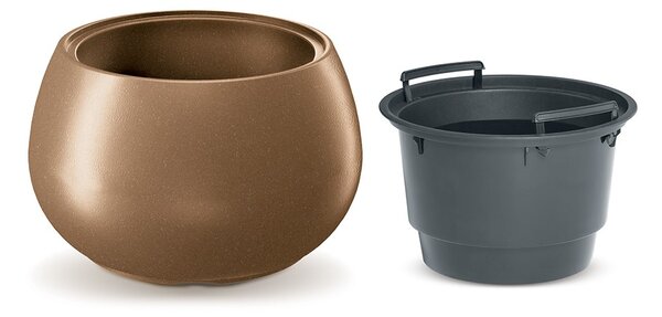 Prosperplast Plastový kvetináč s vložkou HEOS kávový, variant 37 cm