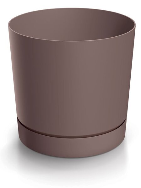 Prosperplast Plastový kvetináč TUBOS P s miskou odtieň marsala matný, variant 14,8 cm