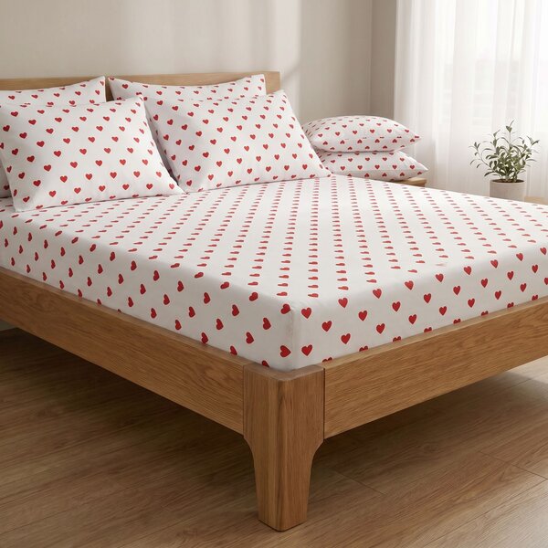 Kvalitex Bavlnené napínacie prestieradlo Srdiečka červená 80x200cm