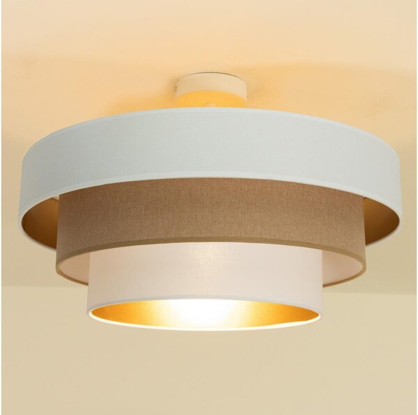 Prisadený luster WENTA 1xE27/60W/230V pr. 50 cm biela/hnedá
