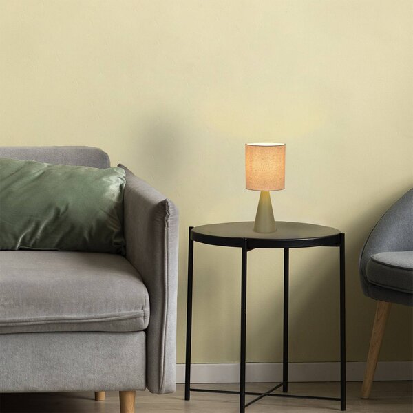 COREP Stolová lampa Sally, lichenová/béžová, výška 33 cm, kov/látka, Zelená, Obývacia izba / jedáleň, kov, Moderný, Stojacie svietidlo