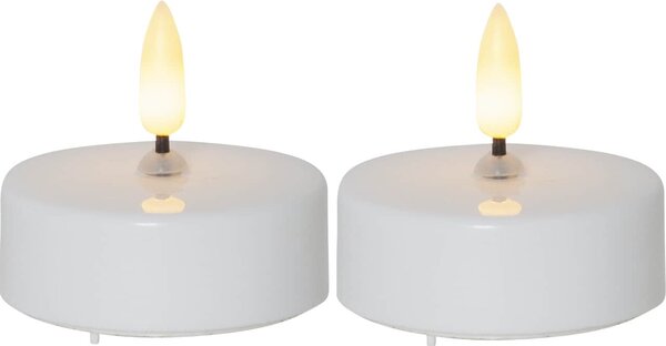 Čajová LED sviečka Flamme White 5,8 cm – set 2 ks
