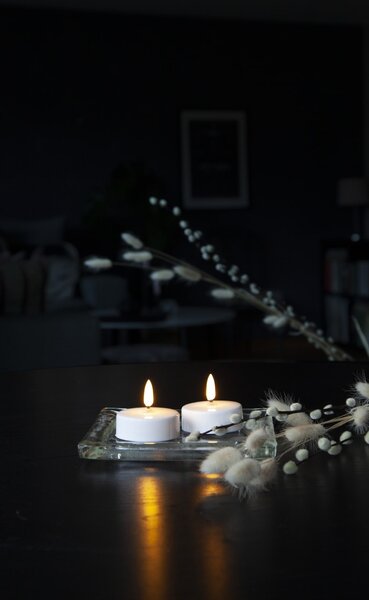 Čajová LED sviečka Flamme White 5,8 cm – set 2 ks