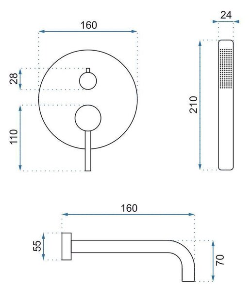 Rea Lungo, podomietková vaňová batéria + Box, biela, REA-B6440