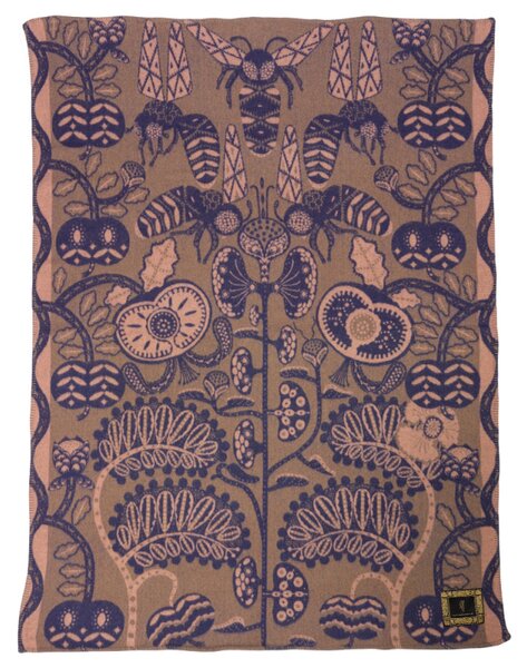 Vlnená deka Bees Peach 130x170, hnedo-modrá