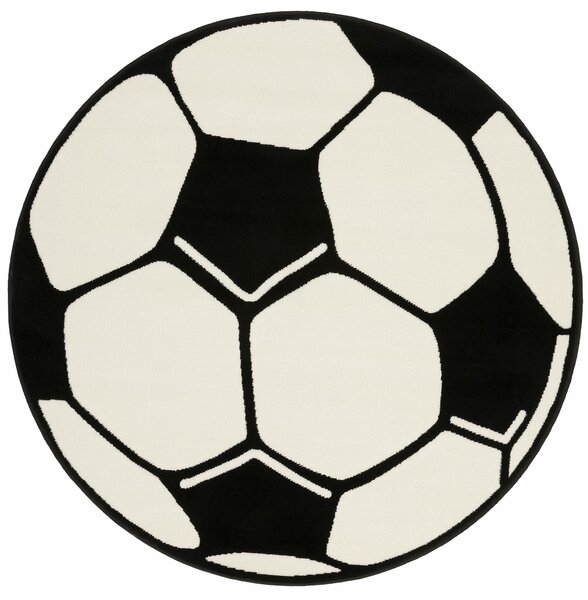Hanse Home , Kusový koberec Prime Pile Fussball 100015, 100x100 (priemer) kruh, čiernobiela, detská izba