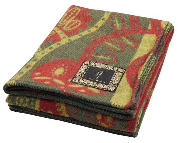 Vlnená deka Bees Green 130x170, zeleno-červená