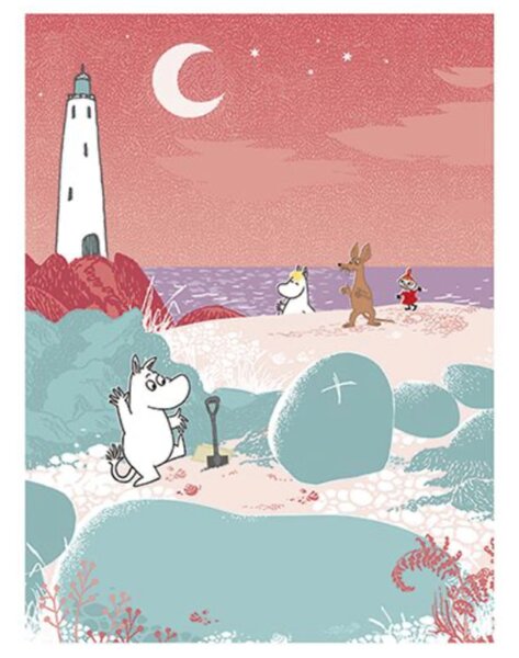 Suomen Korttipiste Plagát Moomin on the beach 30x40