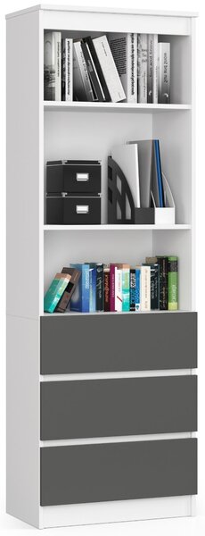 Ak furniture Knižnica R 60 cm biela/grafit