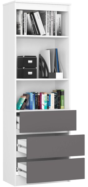 Ak furniture Knižnica R 60 cm biela/grafit