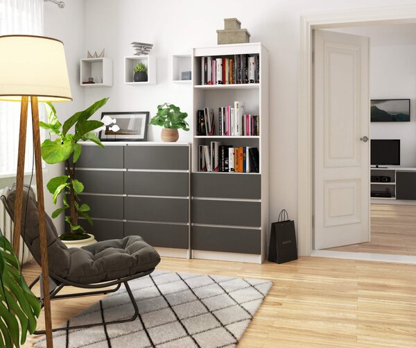 Ak furniture Knižnica R 60 cm biela/grafit