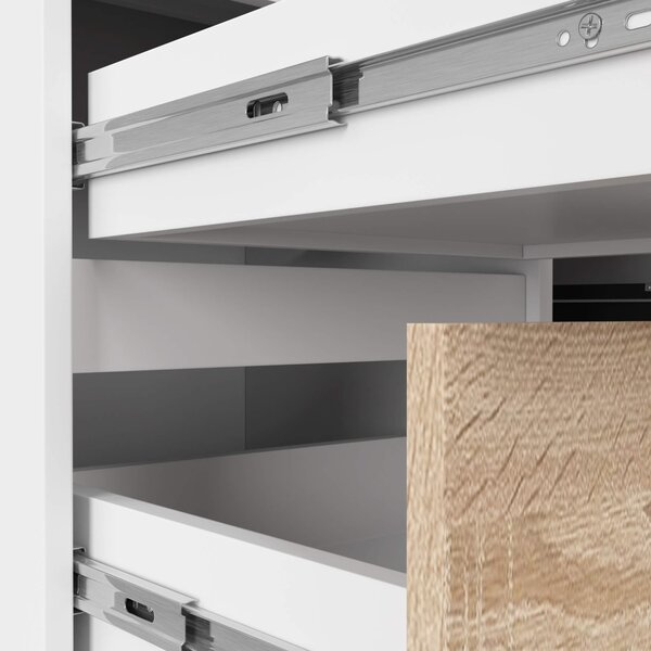 Ak furniture Rohový písací stôl B20 155 cm bílý/dub sonoma levý