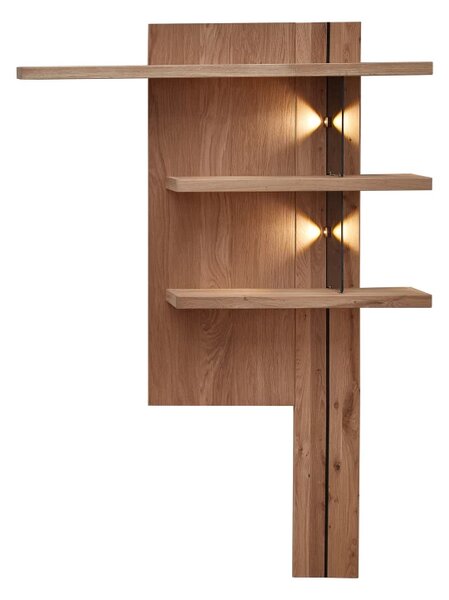 Szynaka Policový panel Napoli 34 s LED 121 cm z masívu dub biely