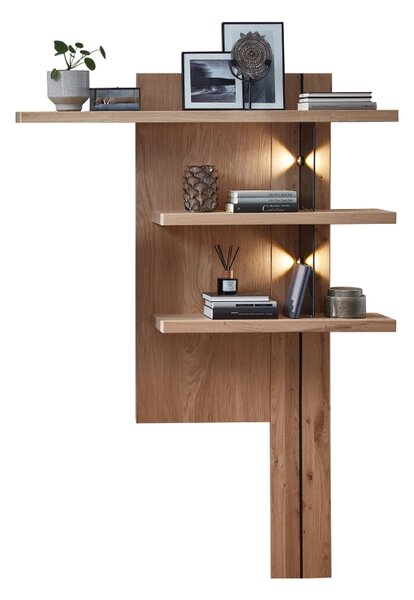 Szynaka Policový panel Napoli 34 s LED 121 cm z masívu dub biely