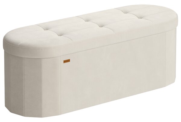 SONGMICS Skladací taburet s úložným priestorom, objem 110 l, 110 x 38 x 38 cm, krémová