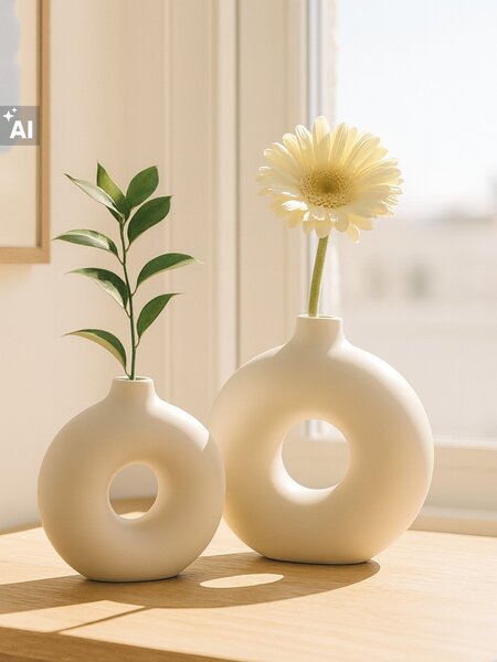 Sinsay - Okrúhle vázy 2 pack - krémová