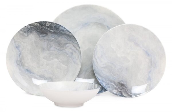 Hermia Porcelánová sada 24 ks tanierov Pearl biela/sivá