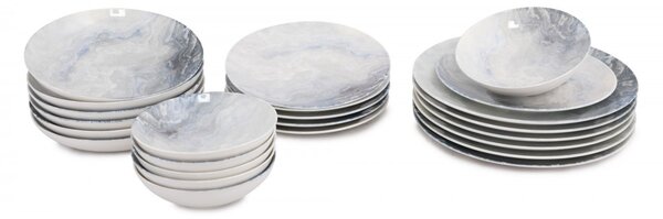 Hermia Porcelánová sada 24 ks tanierov Pearl biela/sivá