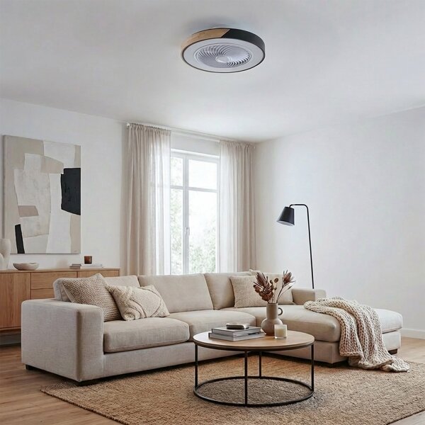 Brilagi-LED stmievateľné svietidlo s ventilátorom LED/30W/230V 3000-6500K čierne/dub + diaľkové ovládanie