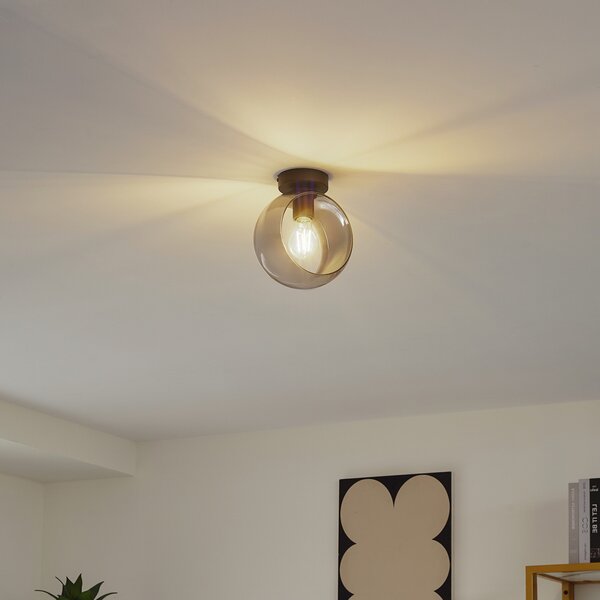 Stropné Lampa Lindby, Roton, stmievateľné, Sivá, Obývacia izba, Sklo, Moderný