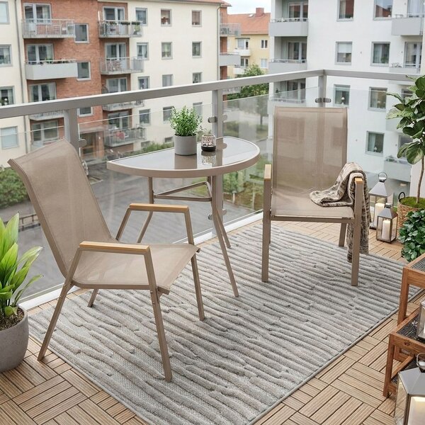 Dekorstudio Balkónová sada nábytku POLA – béžová (2 stoličky + polkruhový stolík)