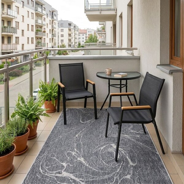 Dekorstudio Balkónová sada nábytku POLA – čierna (2 stoličky + polkruhový stolík)