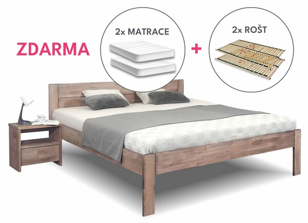 Posteľ s roštami a matracmi TALIMA, masív buk
