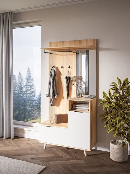 Vivaldi Predsieňová stena Nordic 100 cm dub Evoke/biela