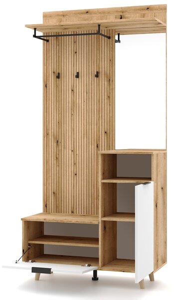 Vivaldi Predsieňová stena Nordic 100 cm dub Evoke/biela