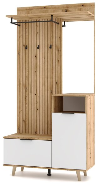 Vivaldi Predsieňová stena Nordic 100 cm dub Evoke/biela