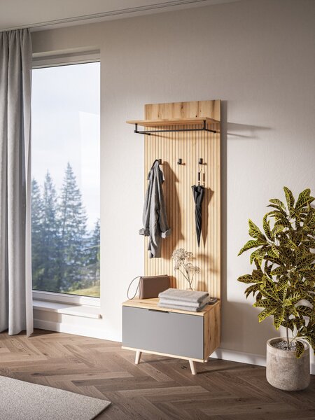 Vivaldi Predsieňová stena Nordic 65 cm dub Evoke/grafit