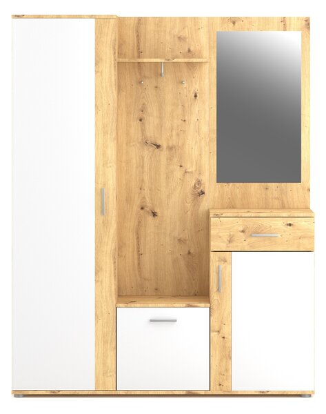 Vivaldi Predsieňová stena Trio so zrkadlom 145 cm dub Artisan/biela